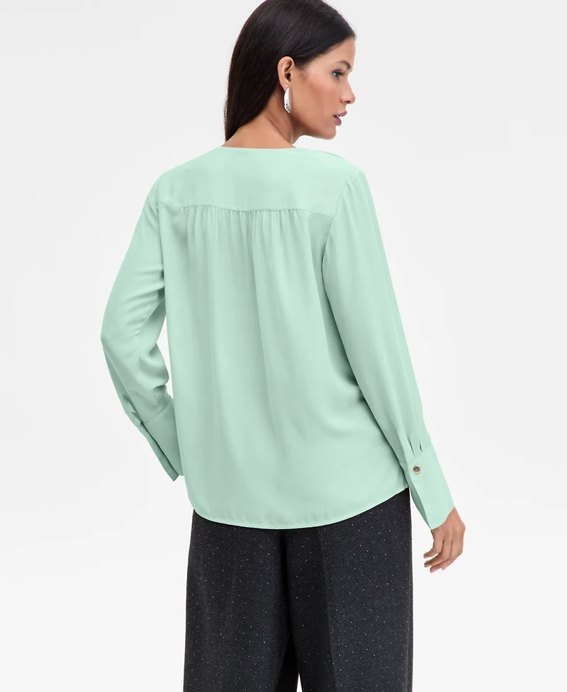 I.n.c. International Concepts Women's Surplice Long-Sleeve Blouse, Exclusively at Macy's