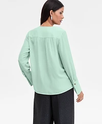 I.n.c. International Concepts Women's Surplice Long-Sleeve Blouse, Exclusively at Macy's