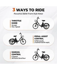 Mikolo Adult Cargo Electric Trike, 24" 3-Wheel Bike with Removable 48V/13Ah Battery, Front & Rear Basket