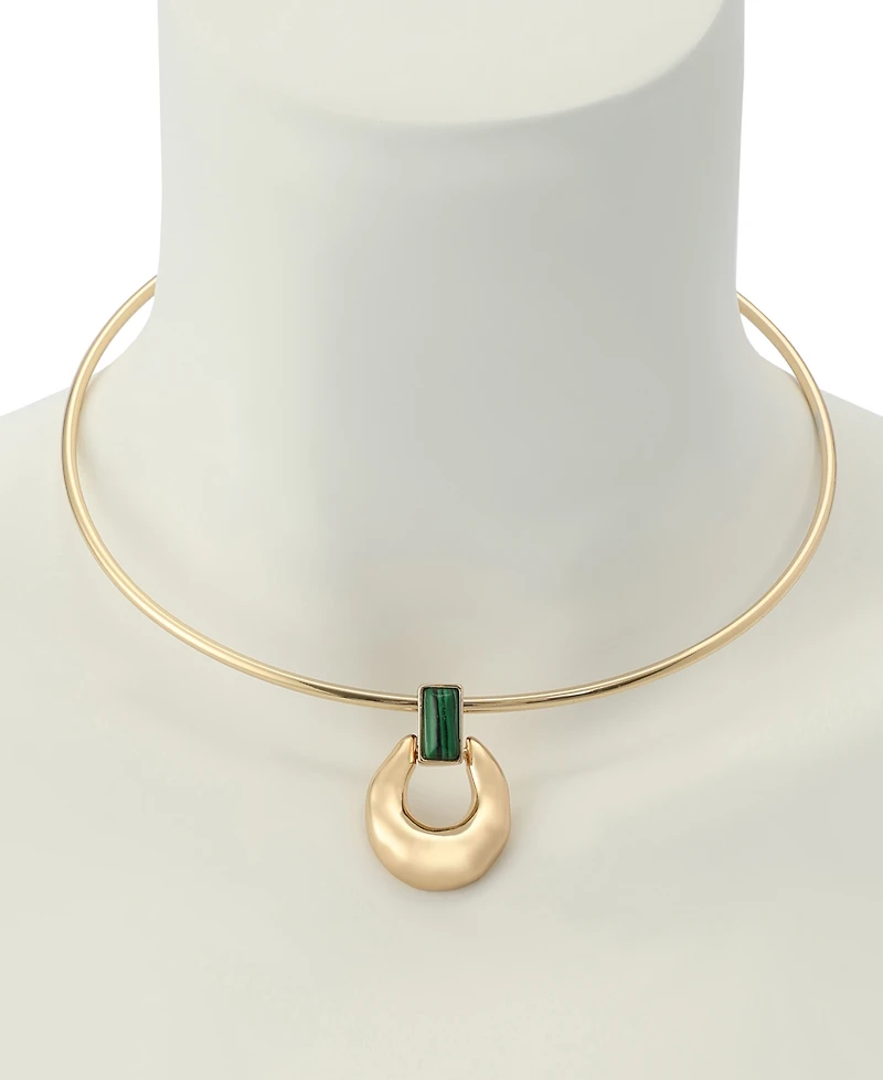 Robert Lee Morris Soho Malachite Molten Disc Pendant Wire Necklace