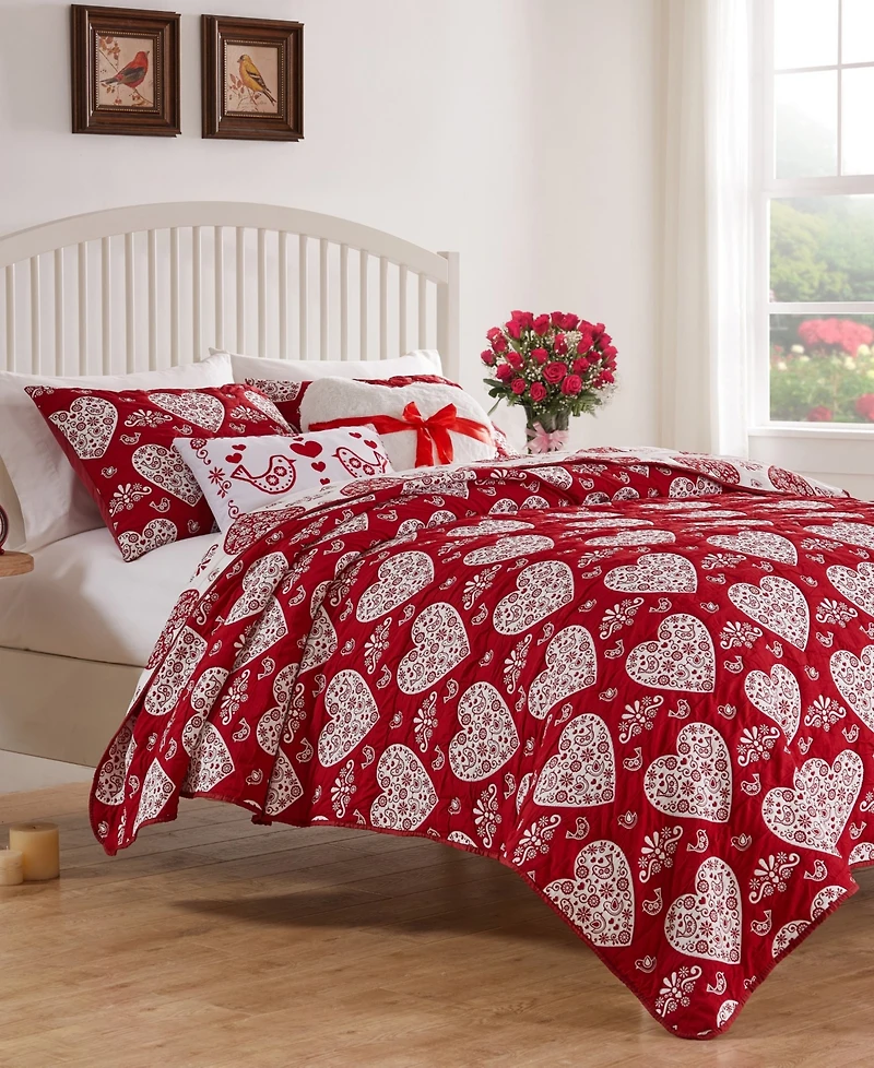 Greenland Home Fashions Lovebirds Woven Matelasse 2-Pc. Coverlet Set, Twin