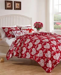 Greenland Home Fashions Lovebirds Woven Matelasse 2-Pc. Coverlet Set, Twin