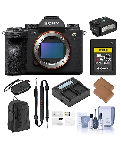 Sony Alpha 1 Mirrorless Camera, Bundle with Tough 160GB CFexpress Type A Memory Card, Alpine 200 Camera Backpack, iM30 Mini Flash, 2x Extra Battery,