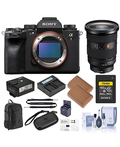 Sony Alpha 1 Mirrorless Camera, Bundle with Fe 24-70mm f/2.8 Gm Ii Lens, 160GB CFexpress Type A Memory Card, Backpack, iM30 Mini Flash, 2x Extra