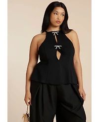Eloquii Women's Bow Detail Halter Top