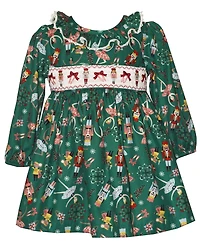 Bonnie Baby Girls 2 Piece Nutcracker Smocking Dress and Panty Set