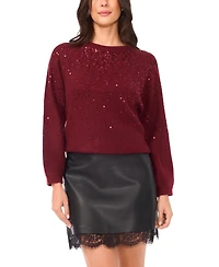 Vince Camuto Women's Cozy Crewneck Sequined Raglan-Sleeve Sweater