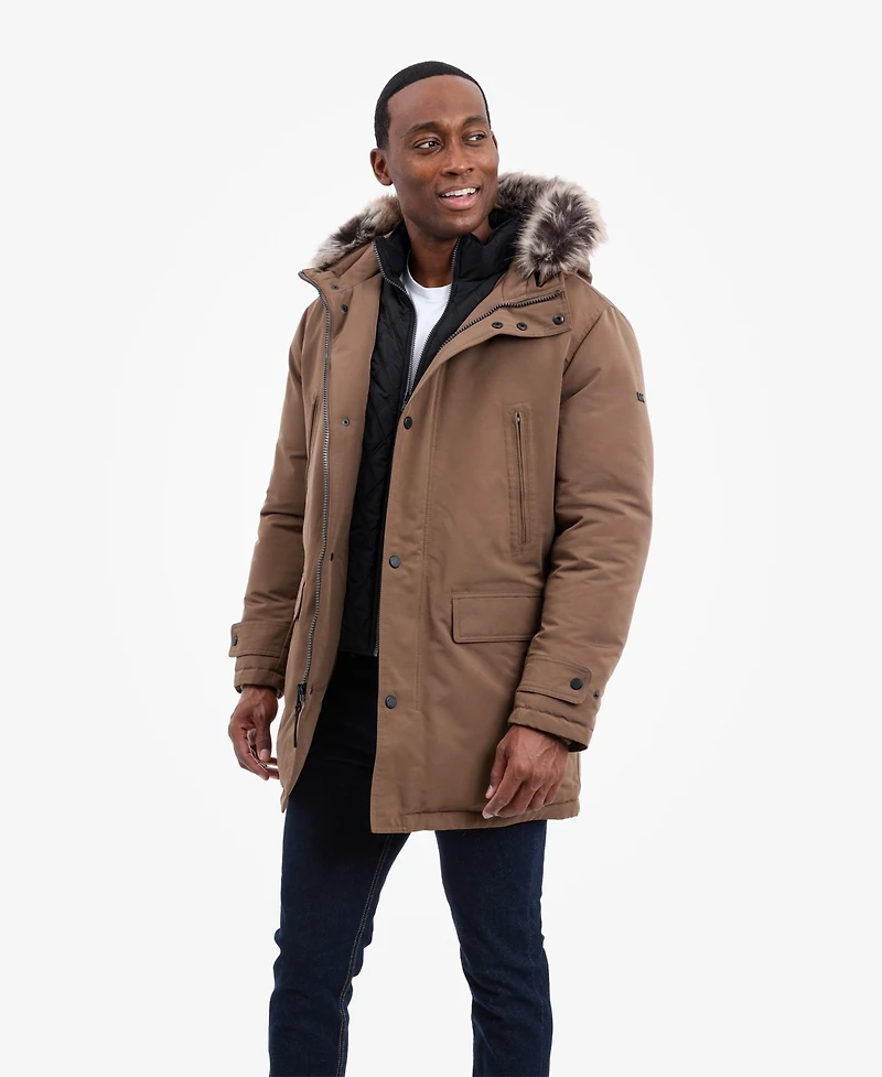 Michael Kors Men's Hooded Bib Snorkel Parka, Created for Macy's