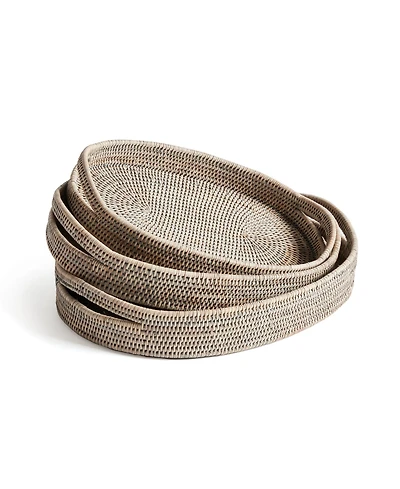 Burma Rattan Oval Serving Trays Set of 3