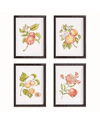 Autumnal Fruit Prints, Set of 4 - Pink/Orange - Fir Wood