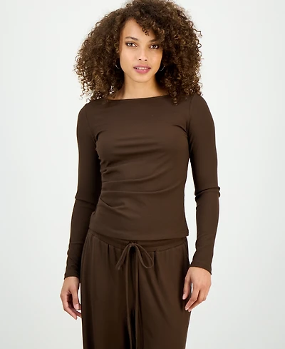 I.n.c. International Concepts Petite Rib-Knit Asymmetric Top, Macy's Exclusive