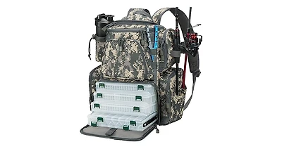 Fishing Tackle Backpack with 4 Trays, Large Outdoor Storage Tackle Bag with Protective Rain Cover for Fishing Gear