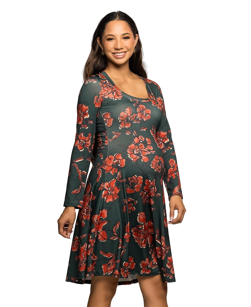 24seven Comfort Apparel Women's Maternity Fit and Flare Dress