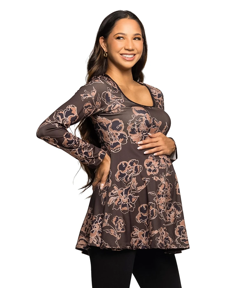 24seven Comfort Apparel Women's Maternity Long Sleeve Tunic Top