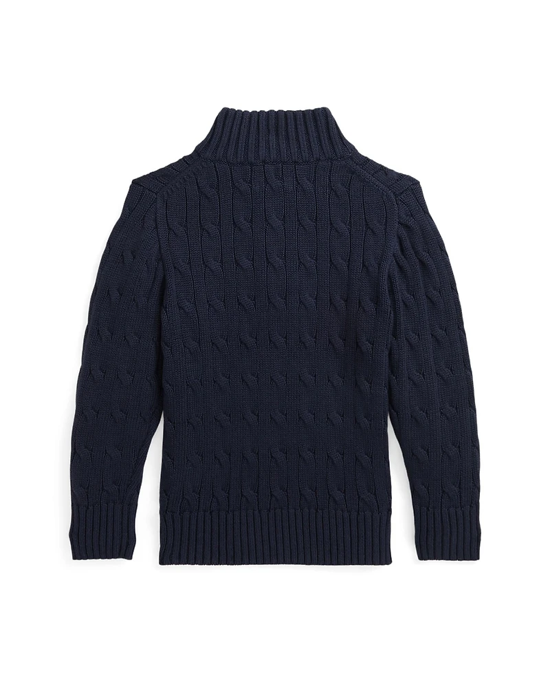 Polo Ralph Lauren Boys 2-7 Cable-Knit Cotton Quarter-Zip Sweater