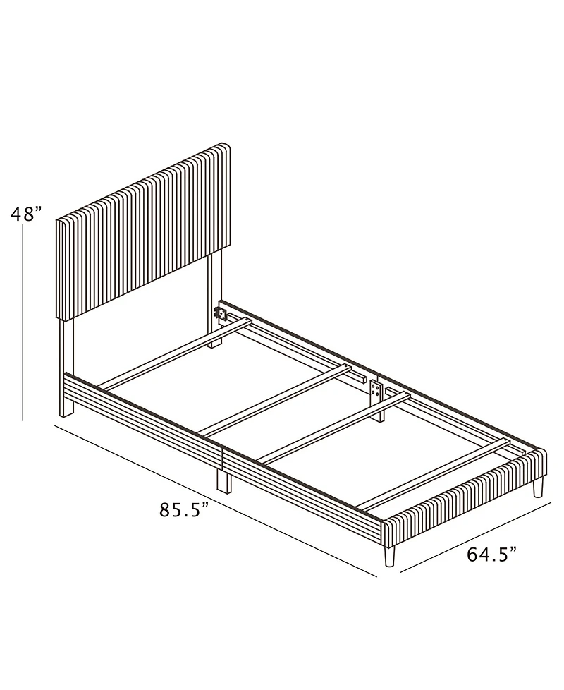 Best Quality Furniture Queen Corduroy Velvet Panel Bed