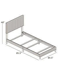 Best Quality Furniture Queen Corduroy Velvet Panel Bed