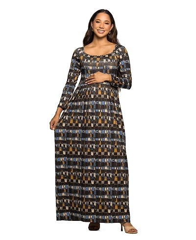 24seven Comfort Apparel Women's Maternity Long Sleeve Empire Waist Maxi Dress