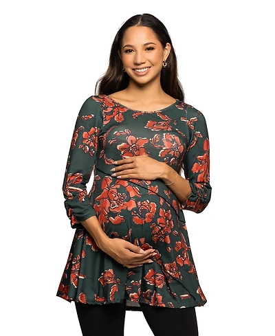 24seven Comfort Apparel Women's Maternity Three Quarter Sleeve Tunic Top