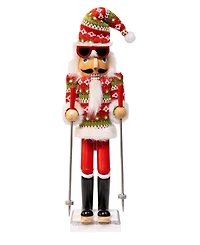 Kurt Adler 15-Inch Ski Santa with Christmas Sweater Nutcracker