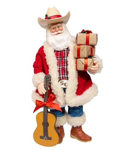 Kurt Adler 11-Inch Fabriche Western Santa with Guitar