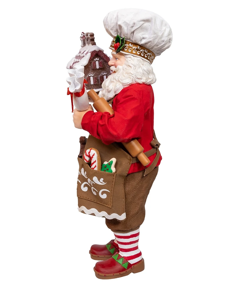 Kurt Adler 10.5-Inch Fabriche Chef Santa Decorating Gingerbread House