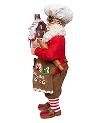 Kurt Adler 10.5-Inch Fabriche Chef Santa Decorating Gingerbread House