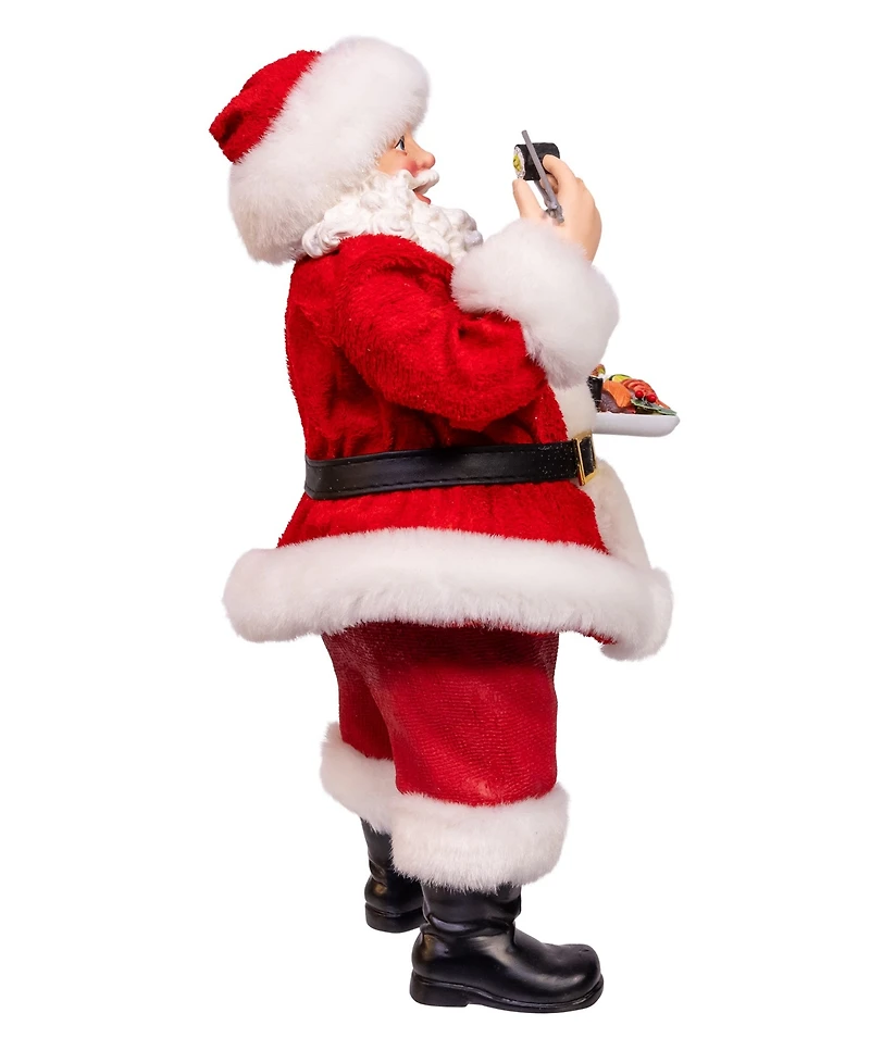 Kurt Adler 10.5-Inch Fabriche Santa with Sushi Platter