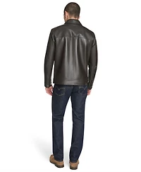 Cole Haan Men's Bonded Leather Trucker Jacket