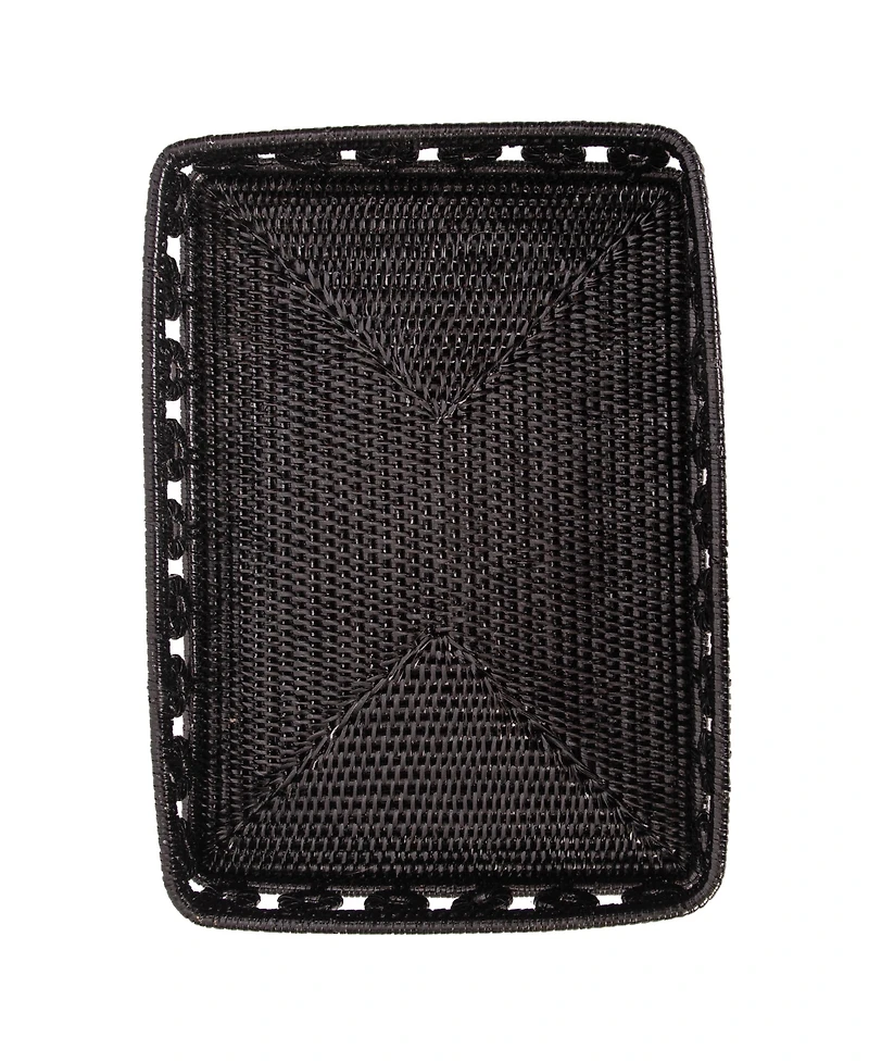 Artifacts Trading Company Rattan Inna Design Rectangular Tray With Glass Insert