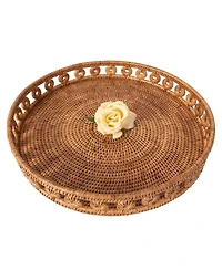 Artifacts Rattan Inna Design Round Tray 16" With Glass Insert