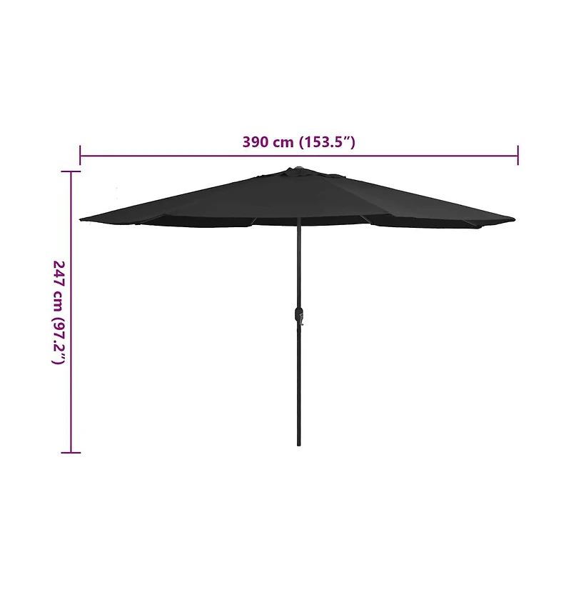 Garden Parasol Black Metal, Polyester Large Tiltable