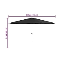 Garden Parasol Black Metal, Polyester Large Tiltable