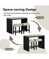 Boyel Living 3-Piece Bar Table and Chairs Set Tall Dining Table with Upholstered Bar Stool for Living Room Kitchen