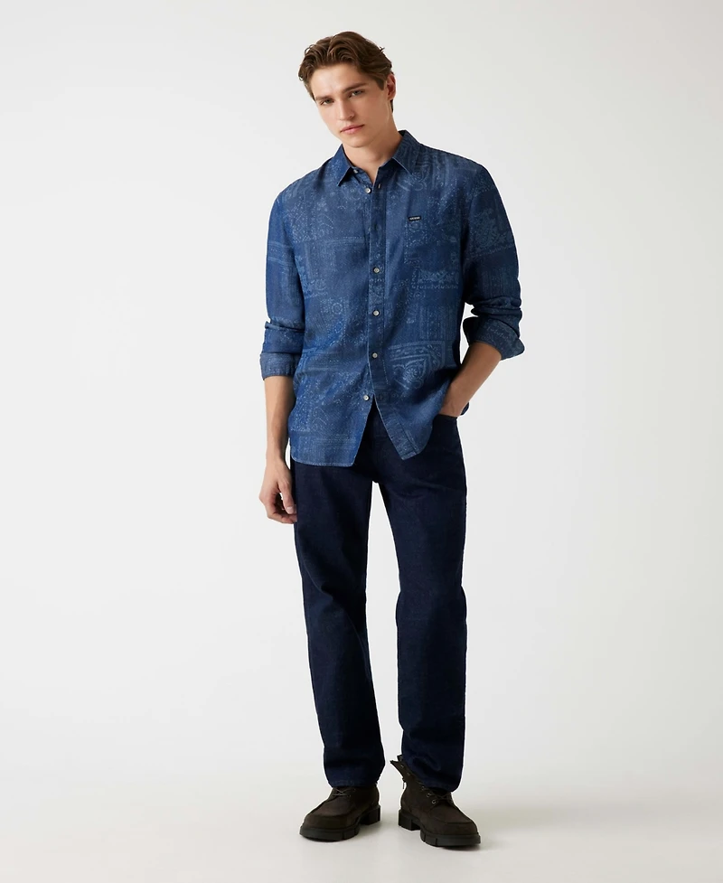 Guess Men's Bandana Long Sleeve Overshirt