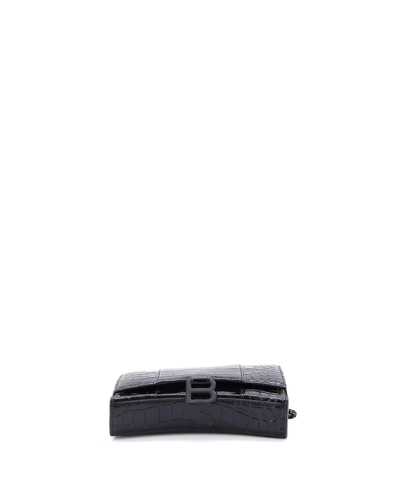 Pre-Owned Balenciaga Hourglass Chain Wallet Embossed Leather