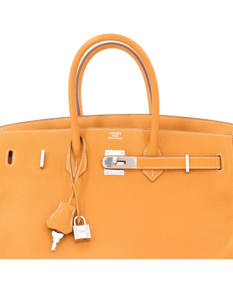 Pre-Owned HERMA‰S Birkin 35 Handbag Yellow Togo with Palladium Hardware