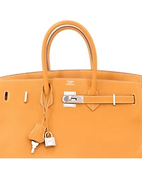 Pre-Owned HERMA‰S Birkin 35 Handbag Yellow Togo with Palladium Hardware