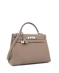 Pre-Owned HERMA‰S Kelly 32 Handbag Grey Epsom with Palladium Hardware