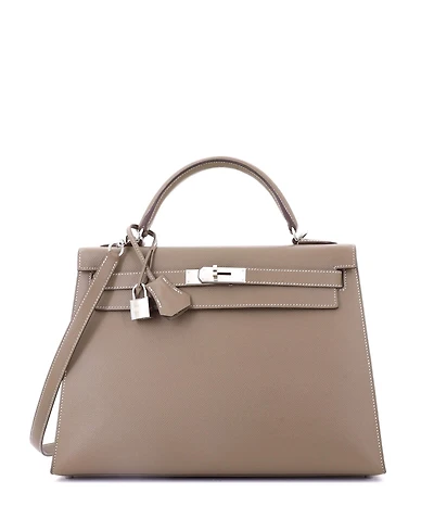 Pre-Owned HERMA‰S Kelly 32 Handbag Grey Epsom with Palladium Hardware