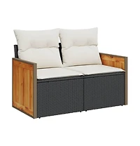 Garden Sofa Black Pe rattan 2-seater Modular Garden Sofa
