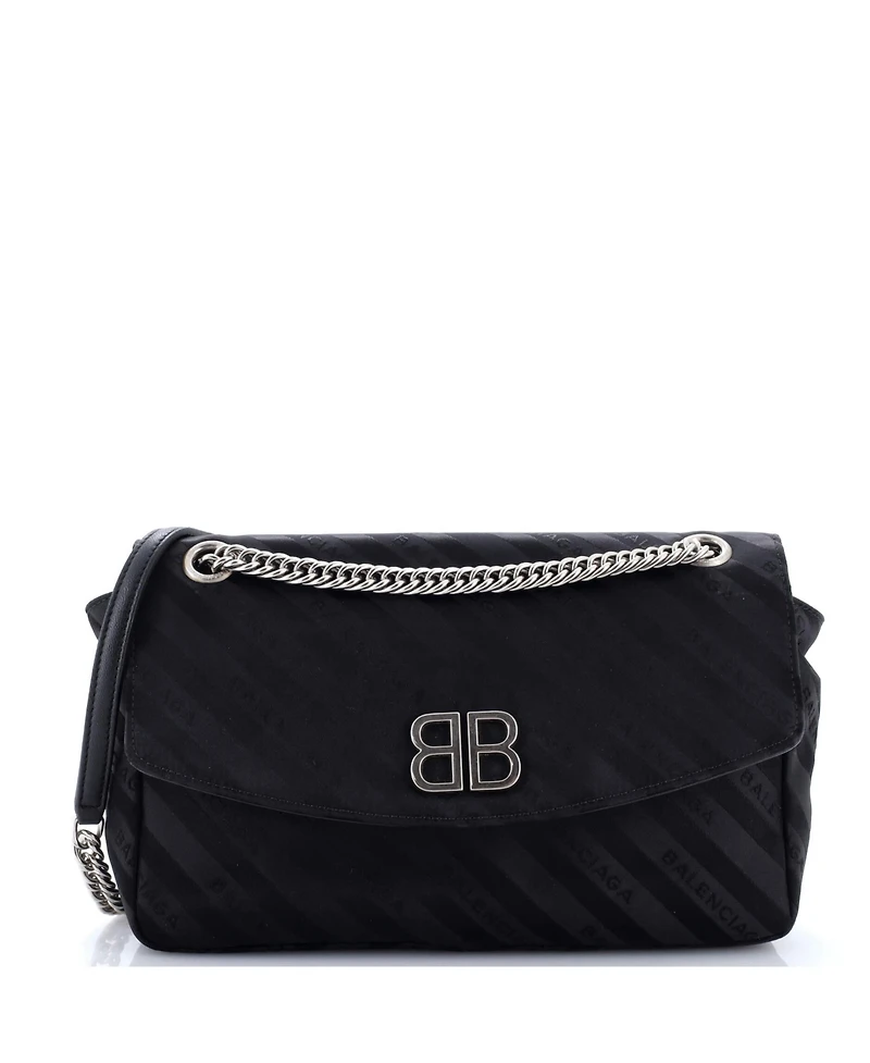 Pre-Owned Balenciaga Medium Bb Chain Round Shoulder Bag Jacquard