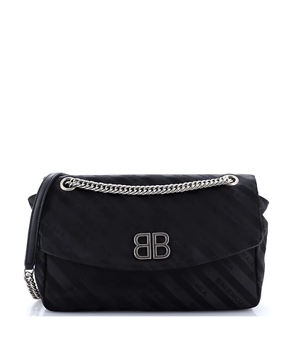 Pre-Owned Balenciaga Medium Bb Chain Round Shoulder Bag Jacquard