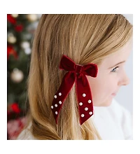 Sweet Wink Girls Ruby Red Velvet Coquette Bow Clip