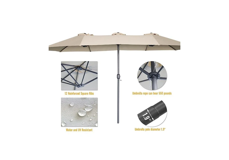 Aecojoy 15x9ft Double-Sided Patio Umbrella