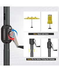 Aecojoy 15ft Patio Double-Sided Umbrella, 156 Pcs Solar Led Light Outdoor Large Umbrella