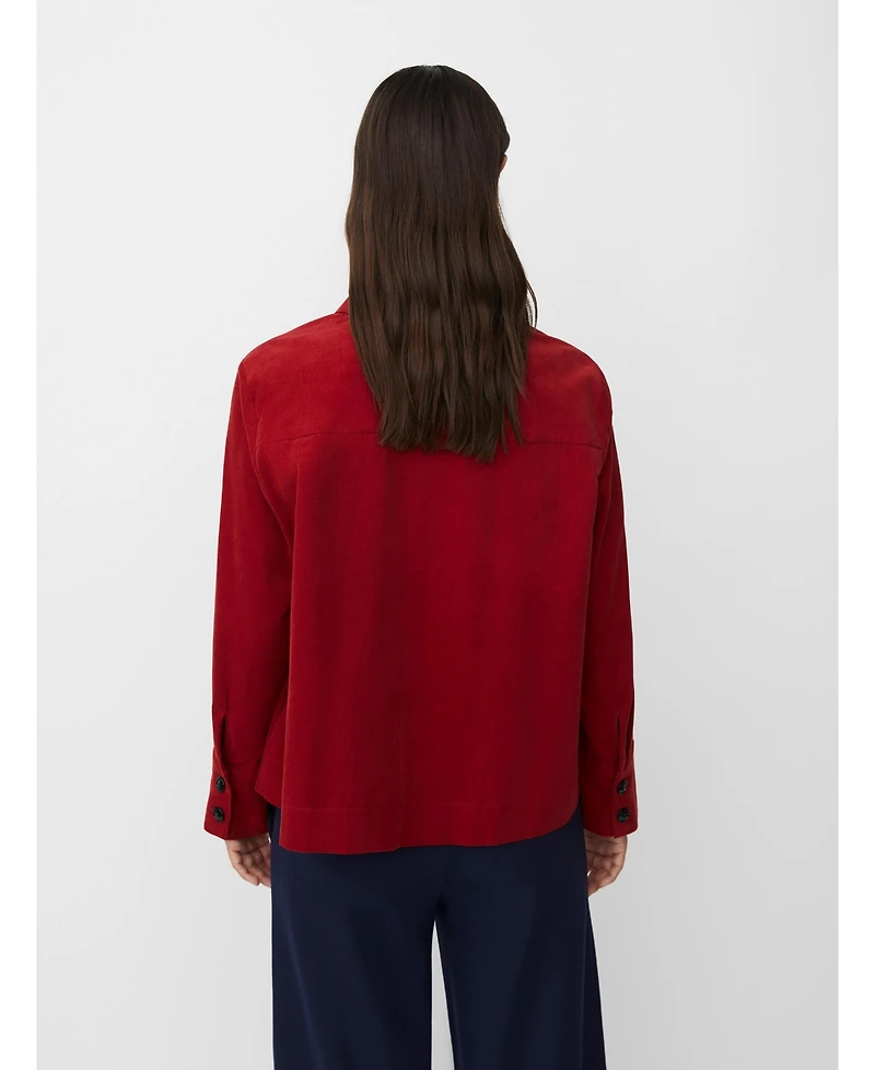 Masai Copenhagen Women's Long Sleeve Collared Velvet Shirt