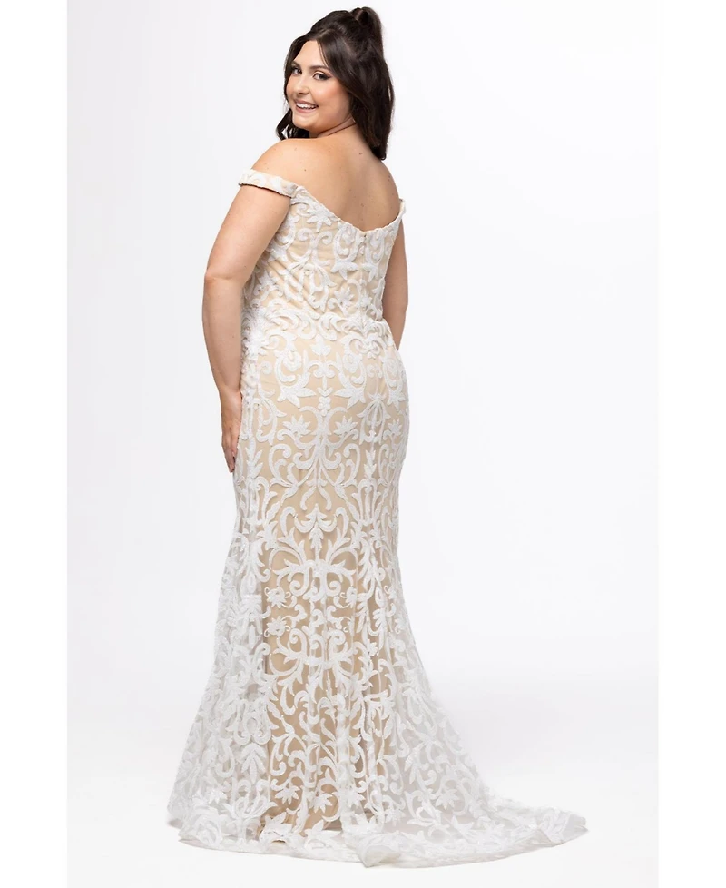 Celebrations by Sydney's Closet Women's Ivory Sequin Mermaid Dress