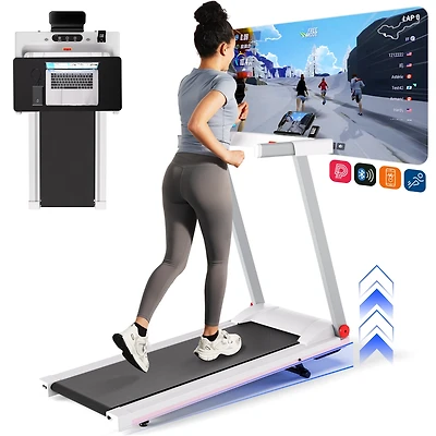 Superun Foldable Treadmill for Home: Features a 3.5 Hp motor, 5% incline, and 350 lbs capacity. Compact, app-controlled design ideal for space-saving