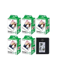 Fujifilm Fujifilm Instax Mini Instant Camera Film: 100 Shoots Total, (10 Sheets x 10) Bundle with Slinger 64 Pocket Mini Instax Photo Album, Black